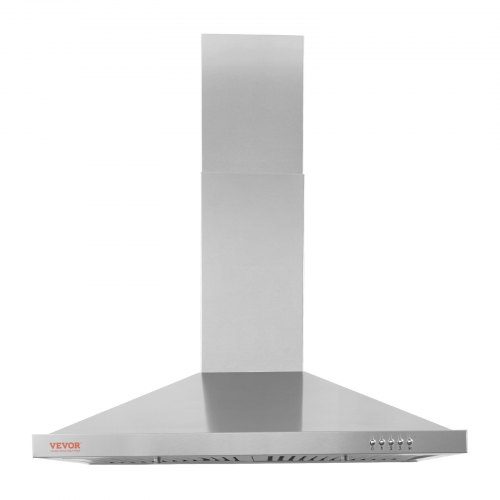  Wall Mount Range Hood, Ductless Chimney-Style Kitchen Stove Vent, Stainless Steel Permanent Filter with 3-Speed Exhaust Fan, 2 Baffle Filters, L