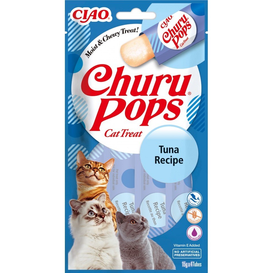 Ciao Churu Pops Cat Treats Tuna Recipe - 4 Tubes x 15g
