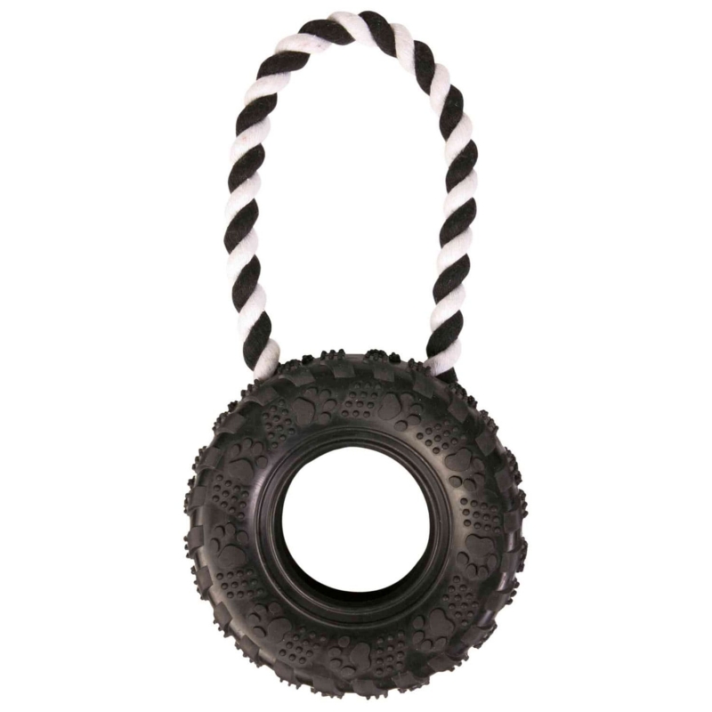 Trixie Natural Rubber Tire on a Rope Dog Toy - 15 x 31cm