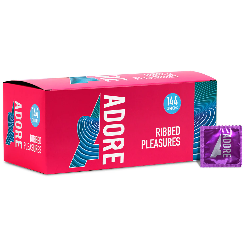Pasante Adore  Ribbed Pleasures Condoms - 144 Condoms