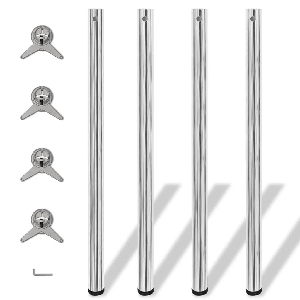 VidaXL 4 Height Adjustable Table Legs Chrome 1100 mm