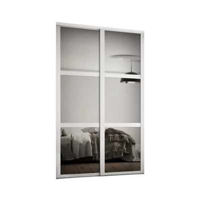 Spacepro Contemporary Panel Shaker Mirrored Matt White 2 Door Sliding Door Kit (H)2260mm (W)1753mm