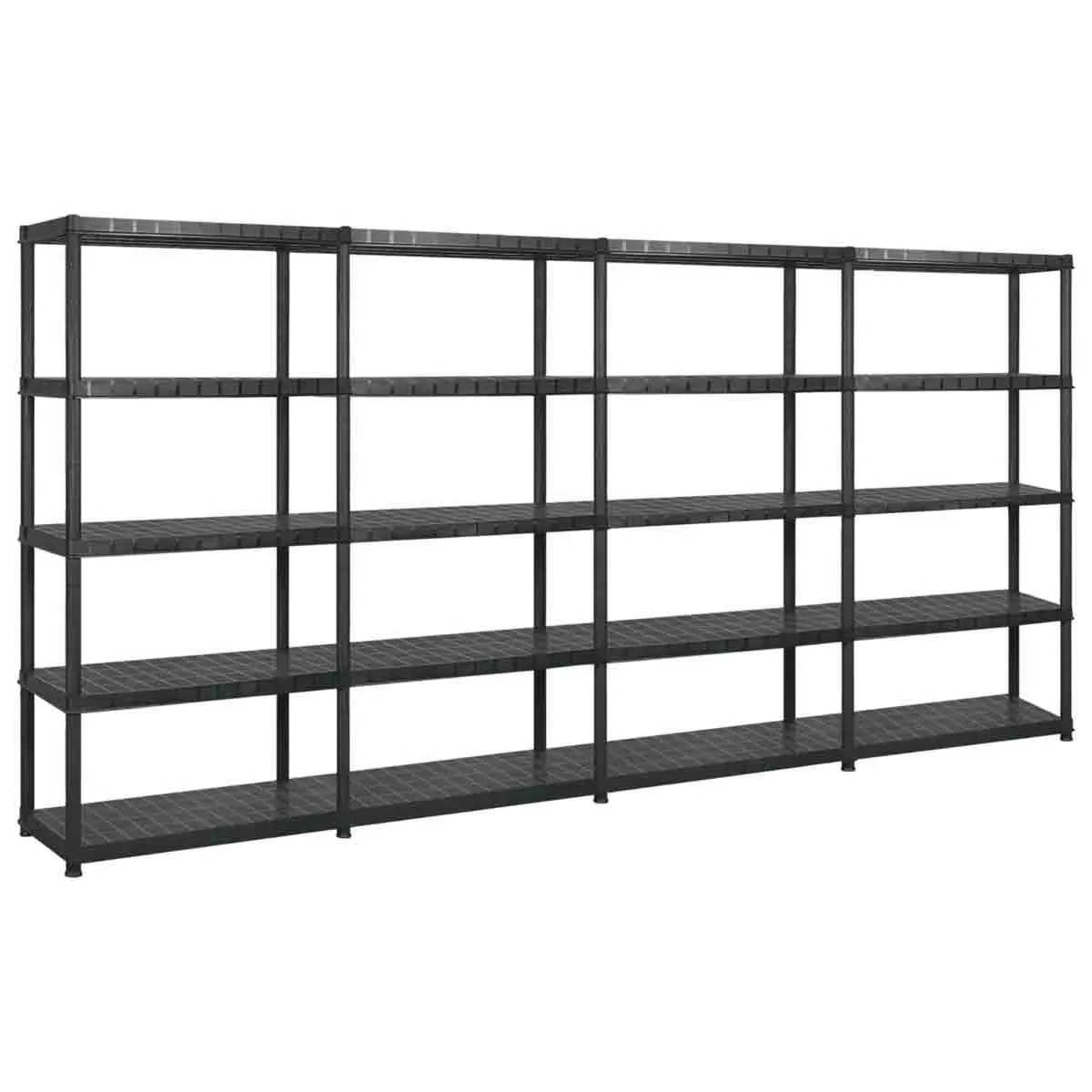 VidaXL Storage Shelf 5-Tier Black 340x40x185 cm Plastic