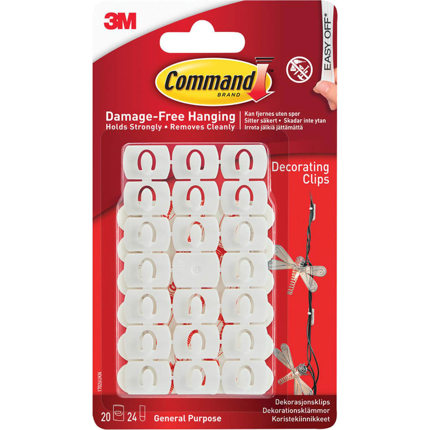 Command Self Adhesive Decorating Clips - White