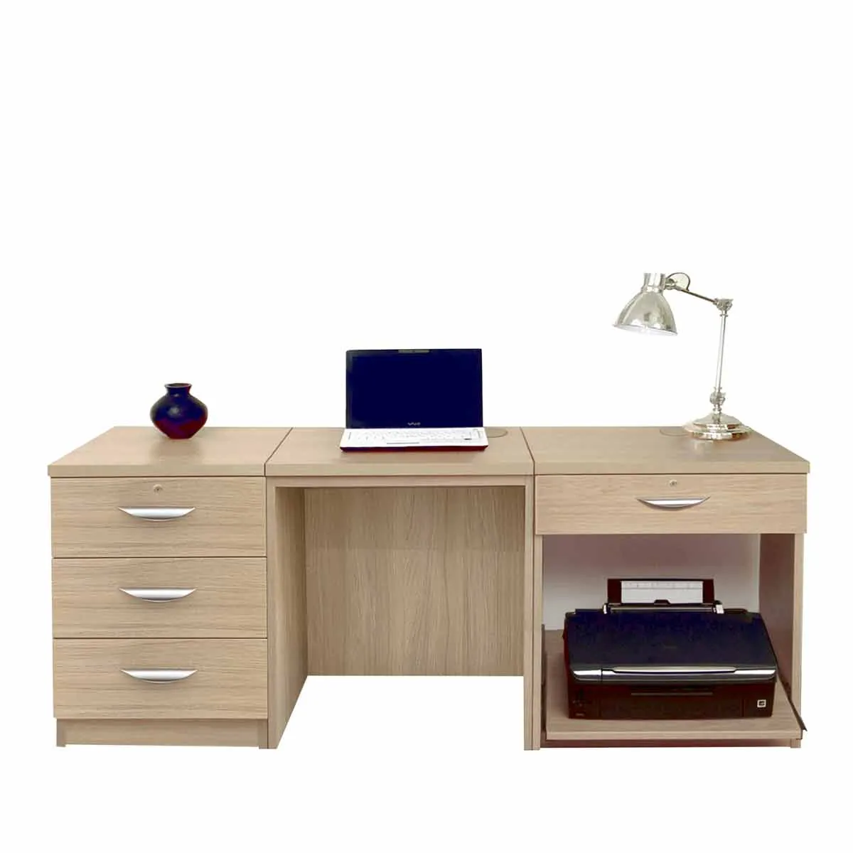 R White Home Office Furniture Desk Set, Sandstone