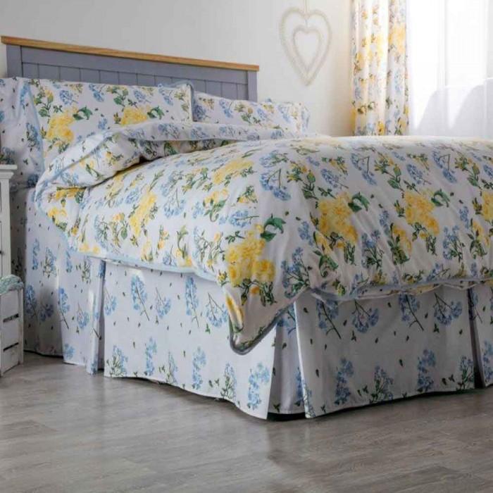 Belledorm Belledorm Arabella Country Dream Fitted Valance (Single) (White/Blue/Lemon)