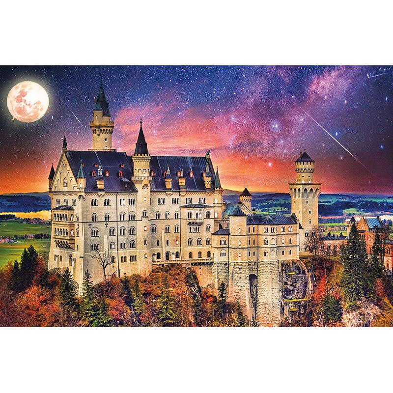 Fiyo Daimond Painting Castle & Moon 3D Diamond Painting Full Rhinestones Diamond Painting Embroidery 20X30CM