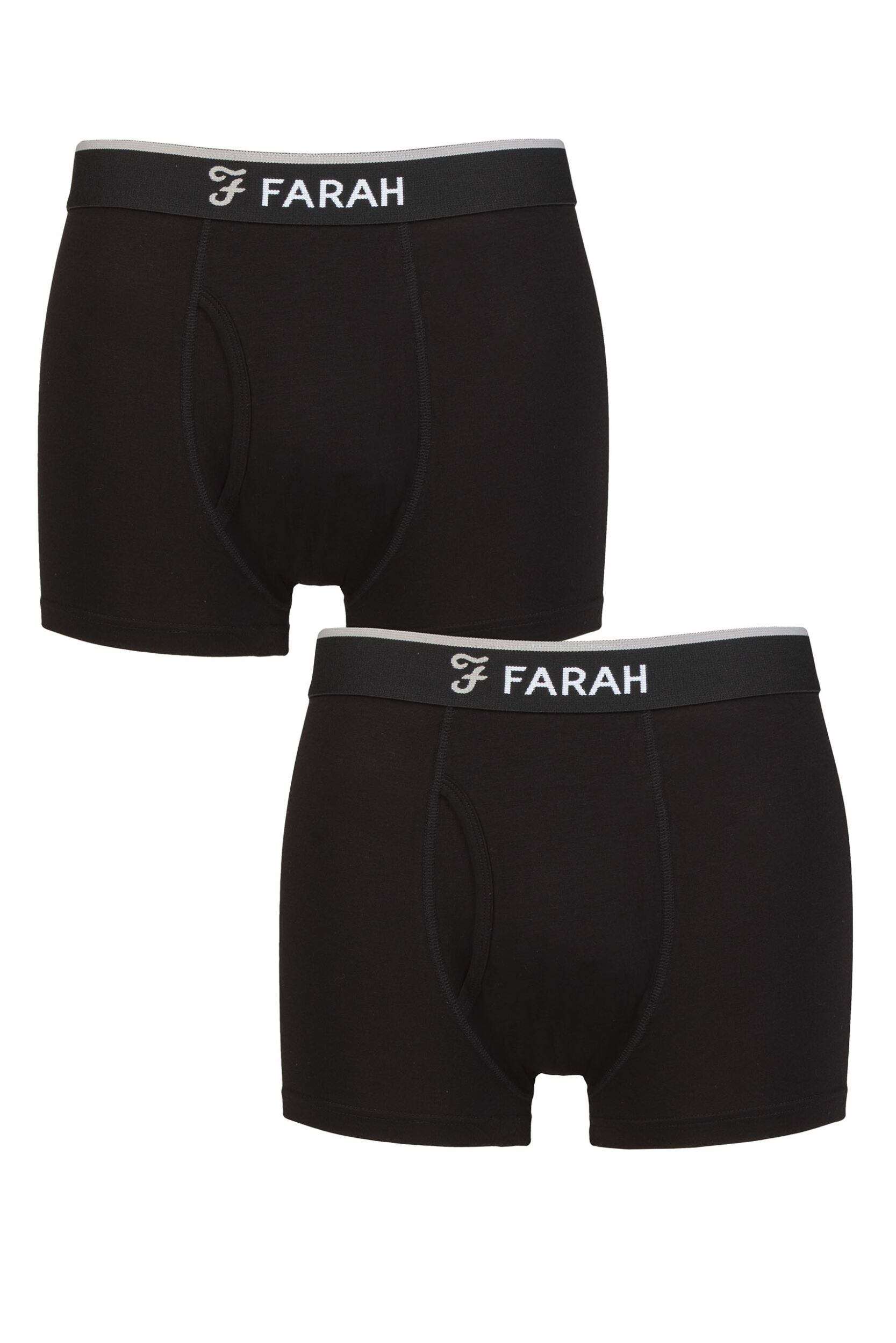 Mens 2 Pair Farah Plain and Stripe Bamboo Keyhole Trunks Plain Black / Black M