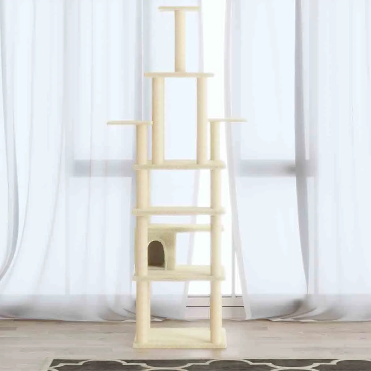 VidaXL Cat Tree with Sisal Scratching Posts Cream 183 cm