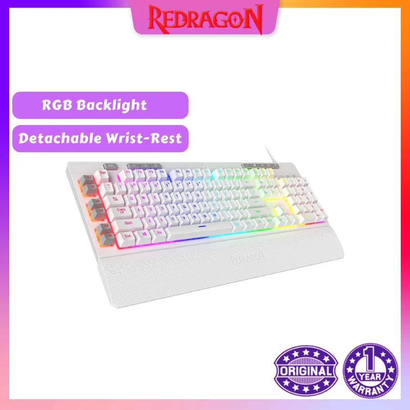 Redragon K512 Shiva RGB Backlit Membrane Gaming Wired Keyboard, Linear Mechanical-Feel Switch,