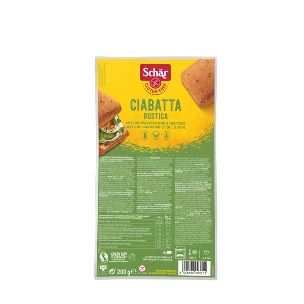 Schar Schär Gluten Free Brown Ciabatta Rolls 4 x 50g (200g)