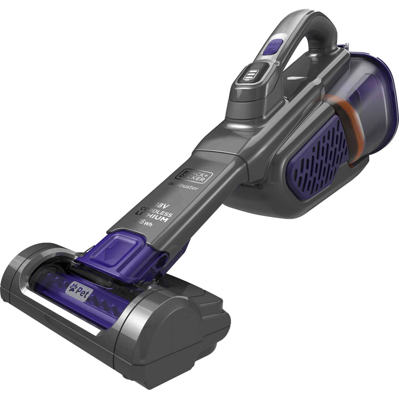 Black & Decker Black + Decker 18v Extension Pet Stick BHHV520BFP-GB Handheld Vacuum Cleaner with up to 21 Minutes Run Time