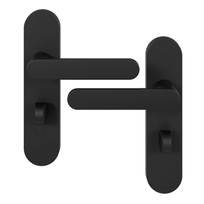 GoodHome Minzh Jet Black Arch Lock Door Handle (L)120mm, Pair