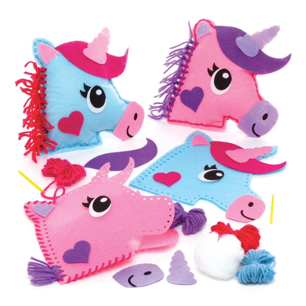 Baker Ross Unicorn Cushion Sewing Kits - 2 Sewing Kits For Kids. Easy Sewing Projects. Unicorn Crafts. Size 17cm.
