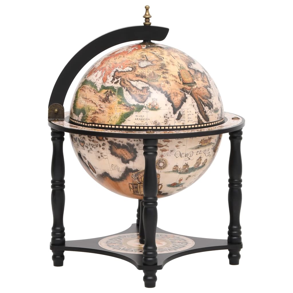 VidaXL Globe Bar Wine Stand Black Solid Wood Eucalyptus
