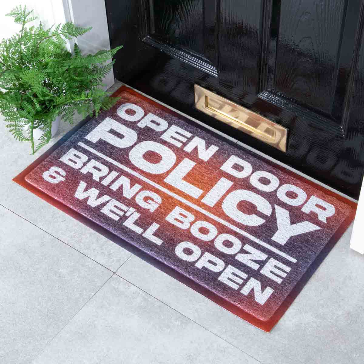 Artsy Mats Open Door Policy Bring Booze Doormat (70 x 40cm)