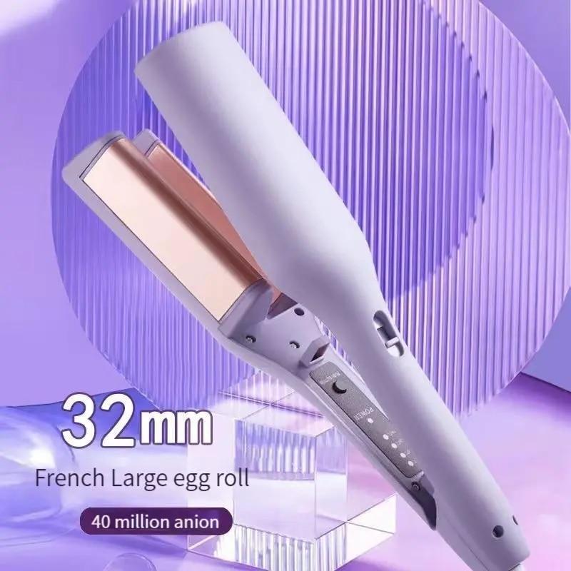 Happypilot 32MM Electric Hair Curling Iron Wave Hair Curling Tool Long Lasting Styling French Hair Styling Rotating Tool EU Plug