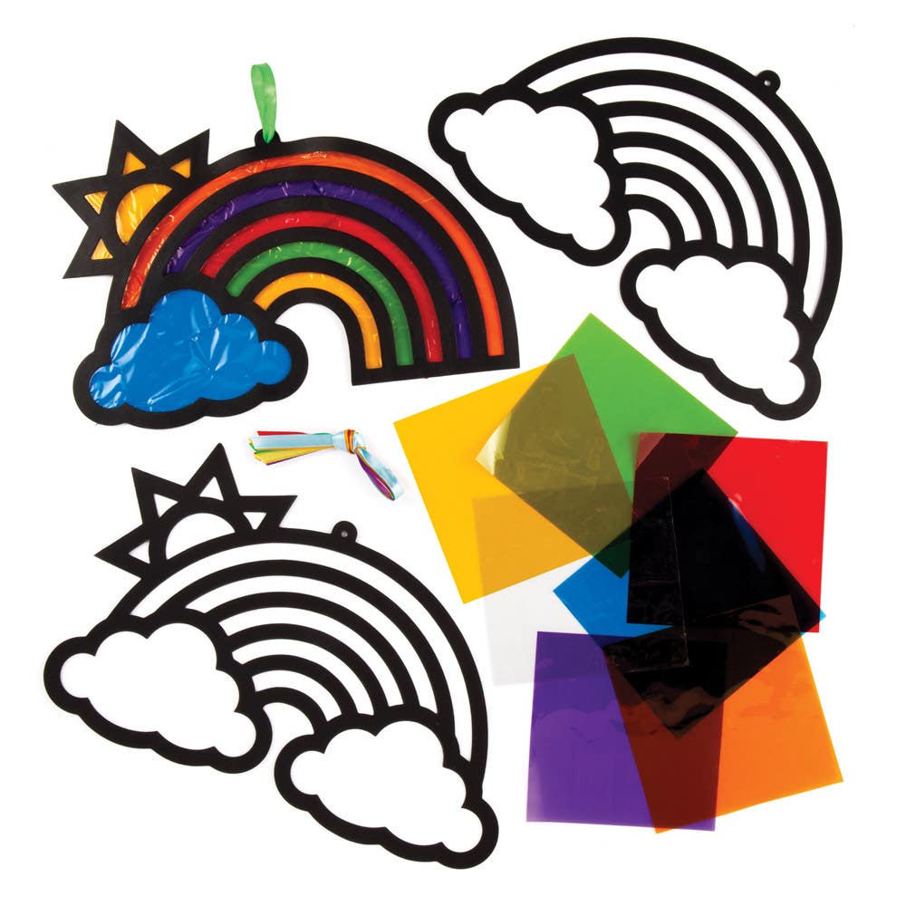Baker Ross Rainbow Stained Glass Decoration Kits (Pack of 6)