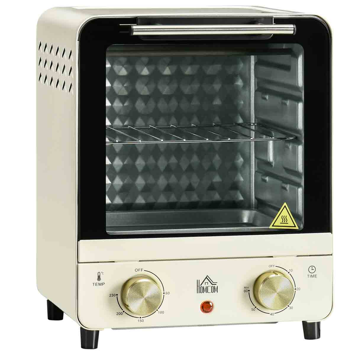 15L Mini Oven Countertop Oven and Grill with Adjustable Temperature, Cream
