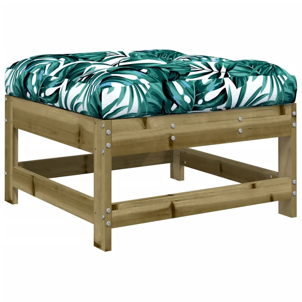 VidaXL Garden Footstool with Cushion Impregnated Wood Pine