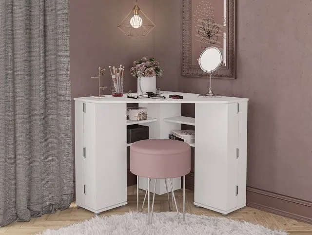 Birlea Olivia White Corner Dressing Table with Storage