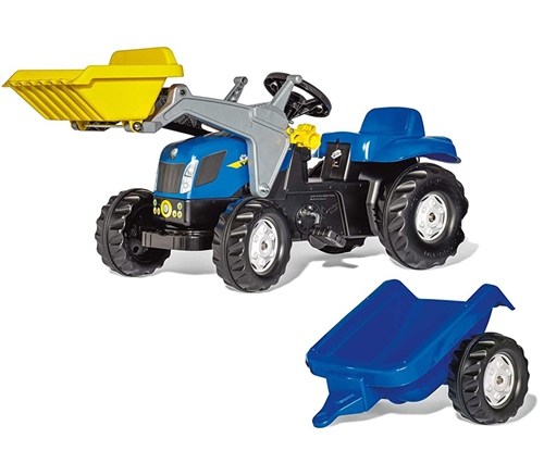 Rolly TOYS rollyKid New Holland Kids' Ride-On Toy with Trailer - Blue & Black, Black,Blue