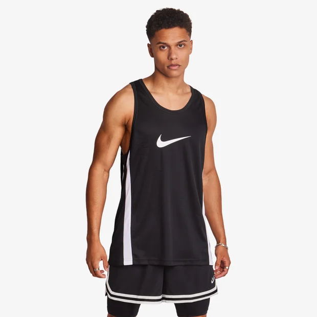 Nike M Nk Dri-Fit Icon Jersey, Black/Black/White/White, Female, Basketball Jerseys, DV9967-010