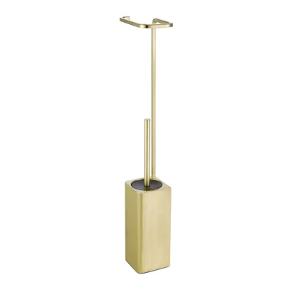 GoodHome Elland 2-In-1 Brushed Gold Effect Wall-Mounted Toilet Roll & Brush Holder