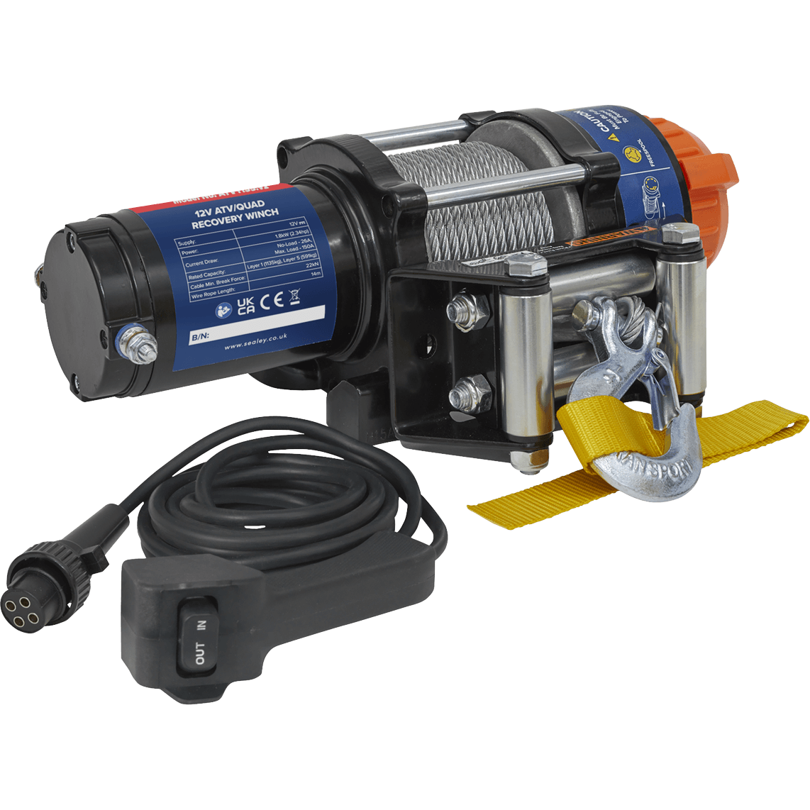 Sealey ATV1135 Atv/quad Recovery Winch 1135kg Line Pull 12V