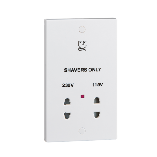 Knightsbridge White Dual Voltage 115/230V Shaver Socket With Neon