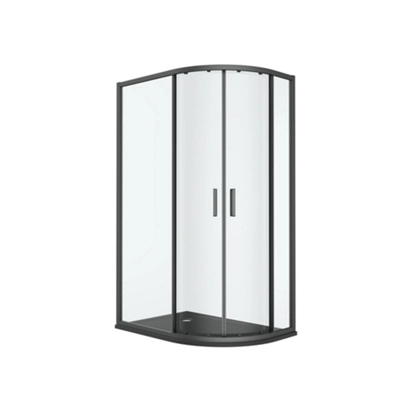GoodHome Ledava Clear Left-Handed Offset Quadrant Shower Enclosure & Tray - Corner Entry Double Sliding Door (H)195Cm (W)80Cm (D)120Cm