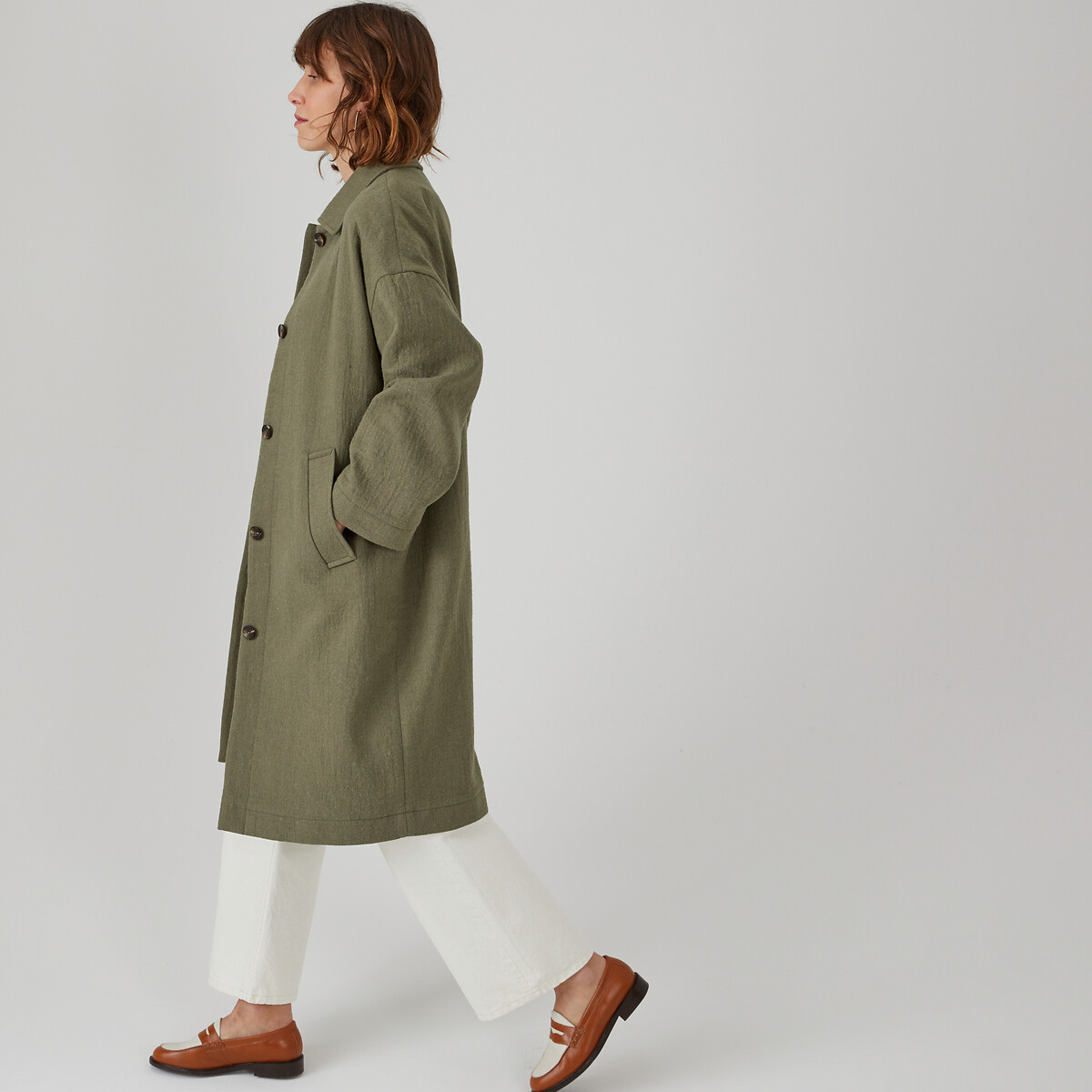 La Redoute Collections Cotton Mix Buttoned Coat By La Redoute