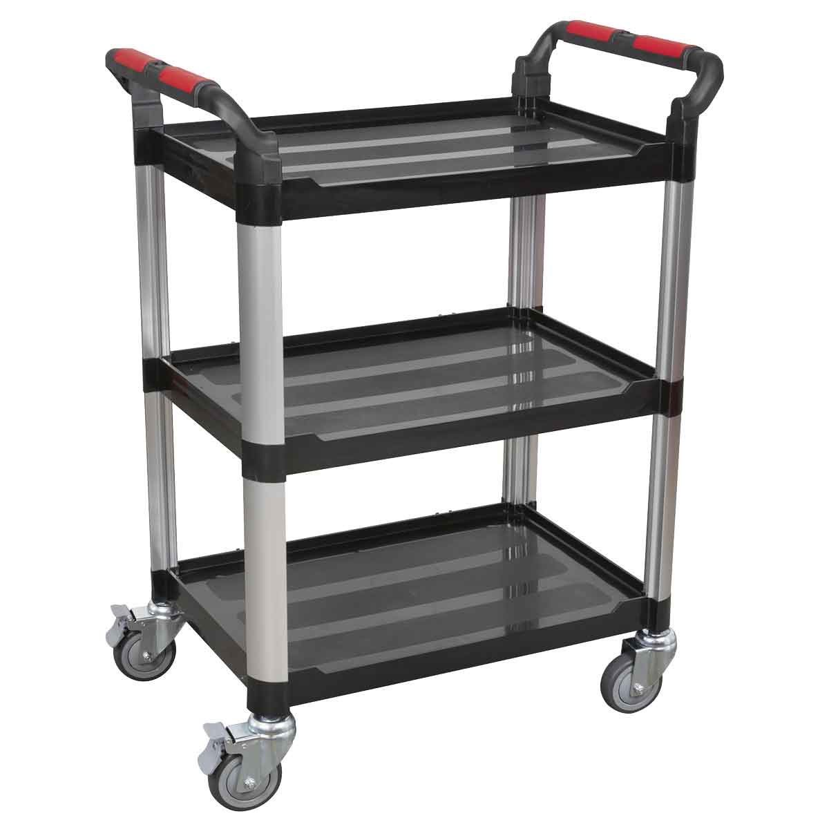  3 Shelf Composite Workshop Trolley Black