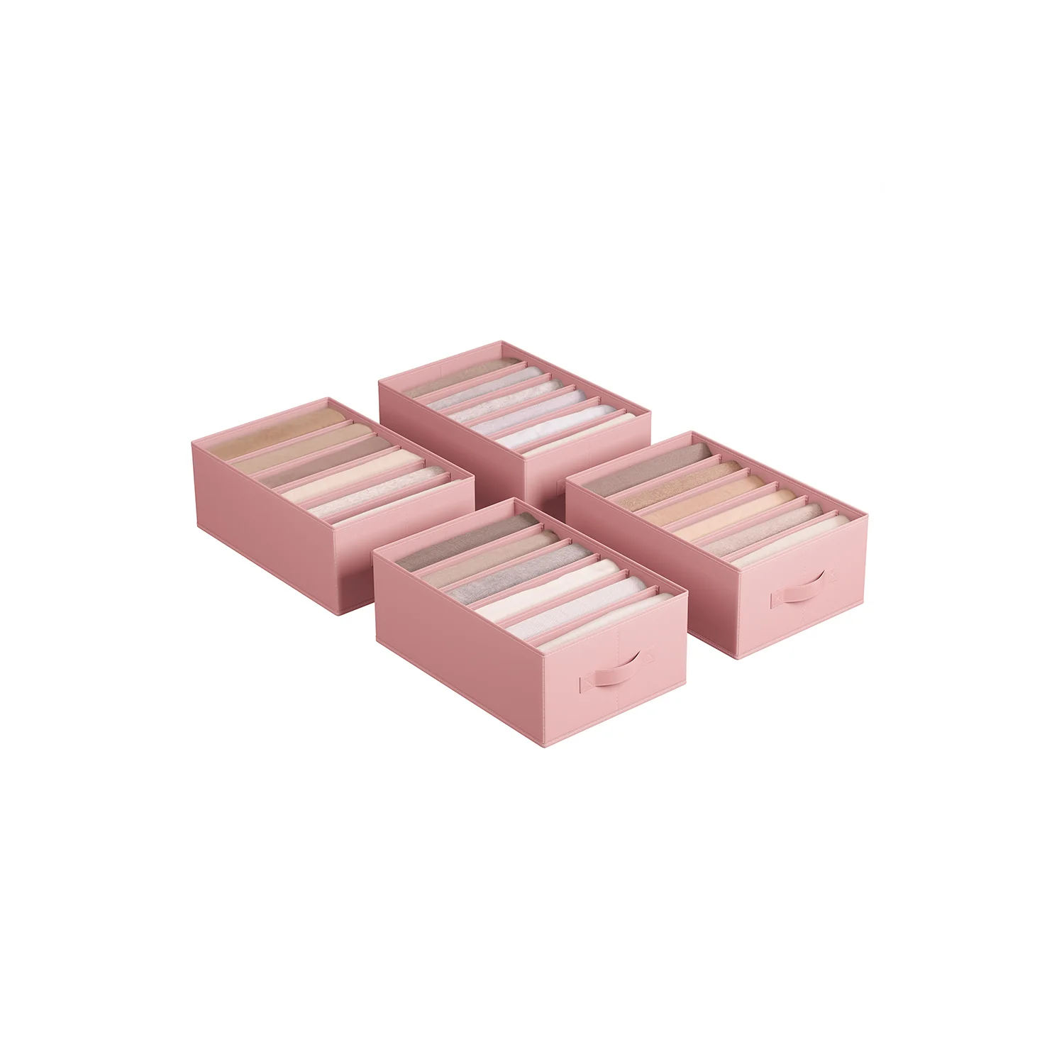SONGMICS Foldable 6-Compartment Drawer Organisers, Jelly Pink / 4