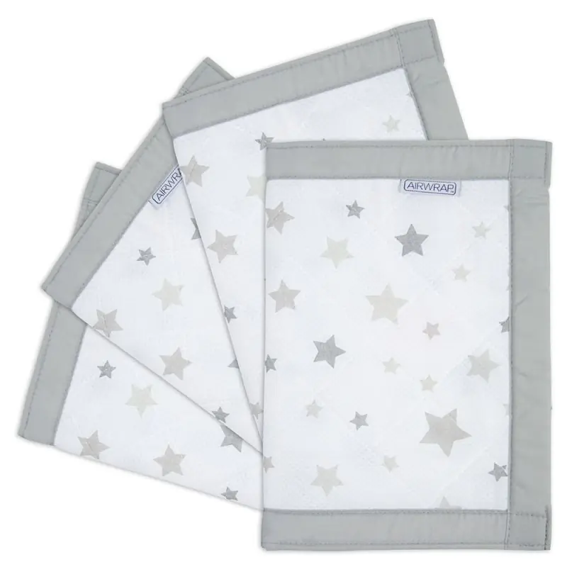 Airwrap - Printed 4 Sided - Cot Bumper - Silver Stars