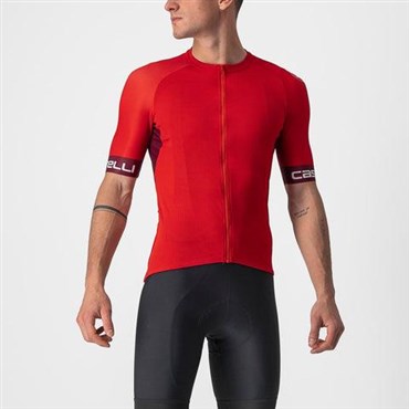 Castelli Entrata VI Short Sleeve Cycling Jersey - SS22 - Red / Bordeaux / Ivory / Small