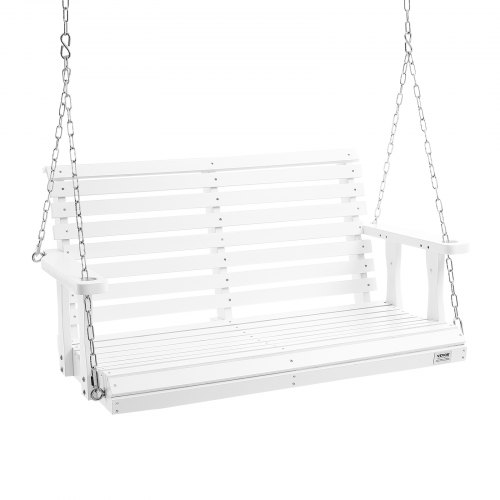 VEVOR 48” Porch Swing Bench Wooden Hanging Outdoor Garden Patio Courtyard White