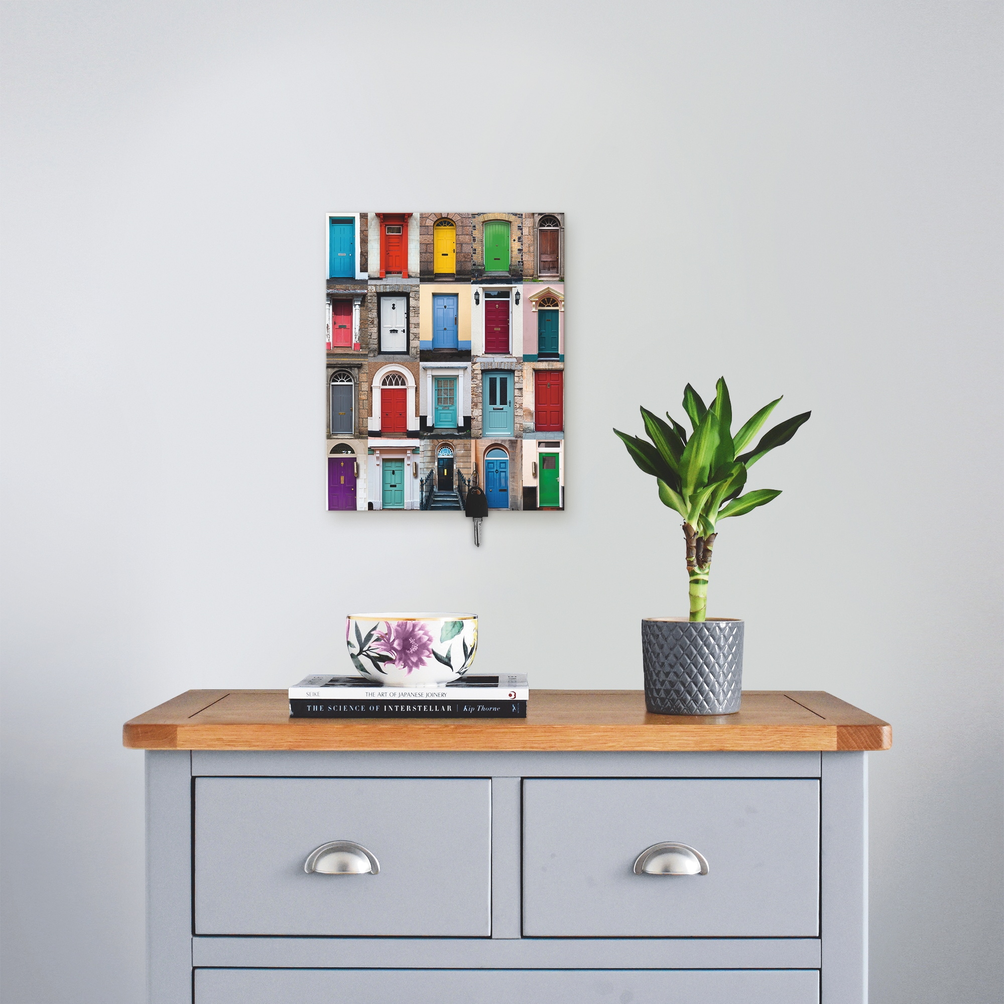 Artland  Schlüsselbrett Fotocollage von 32 bunten Haustüren