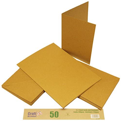 Craft UK 50 5X7 Brown Kraft Cards and Envelopes