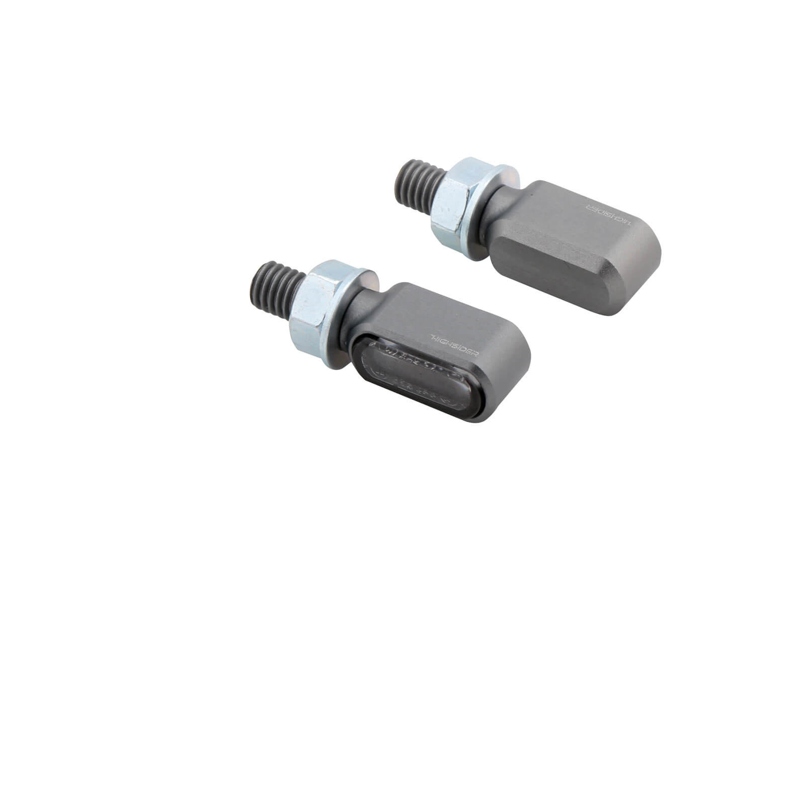 HIGHSIDER CNC LED indicators LITTLE BRONX, titanium, tinted glass, E-approved, pair, silver, silver