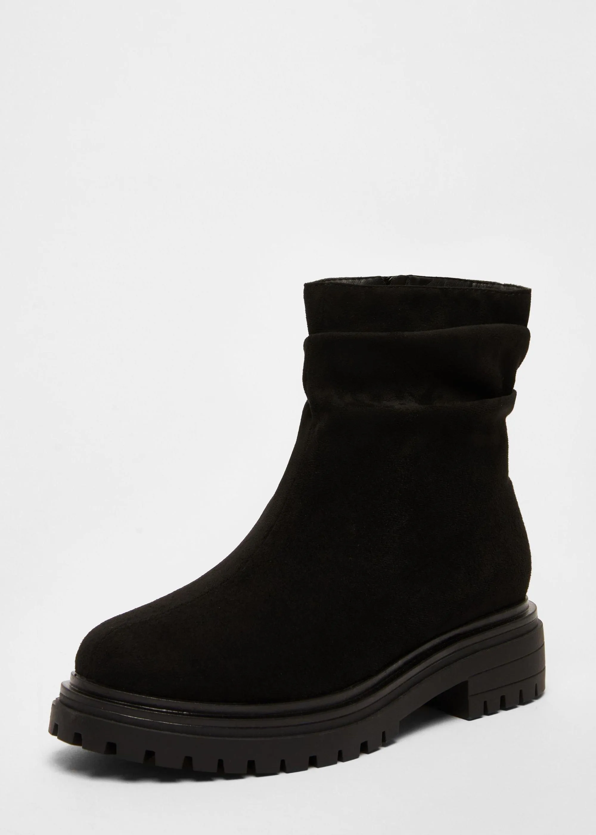 Quiz Womens Black Faux Suede Ruched Ankle Boots - 5