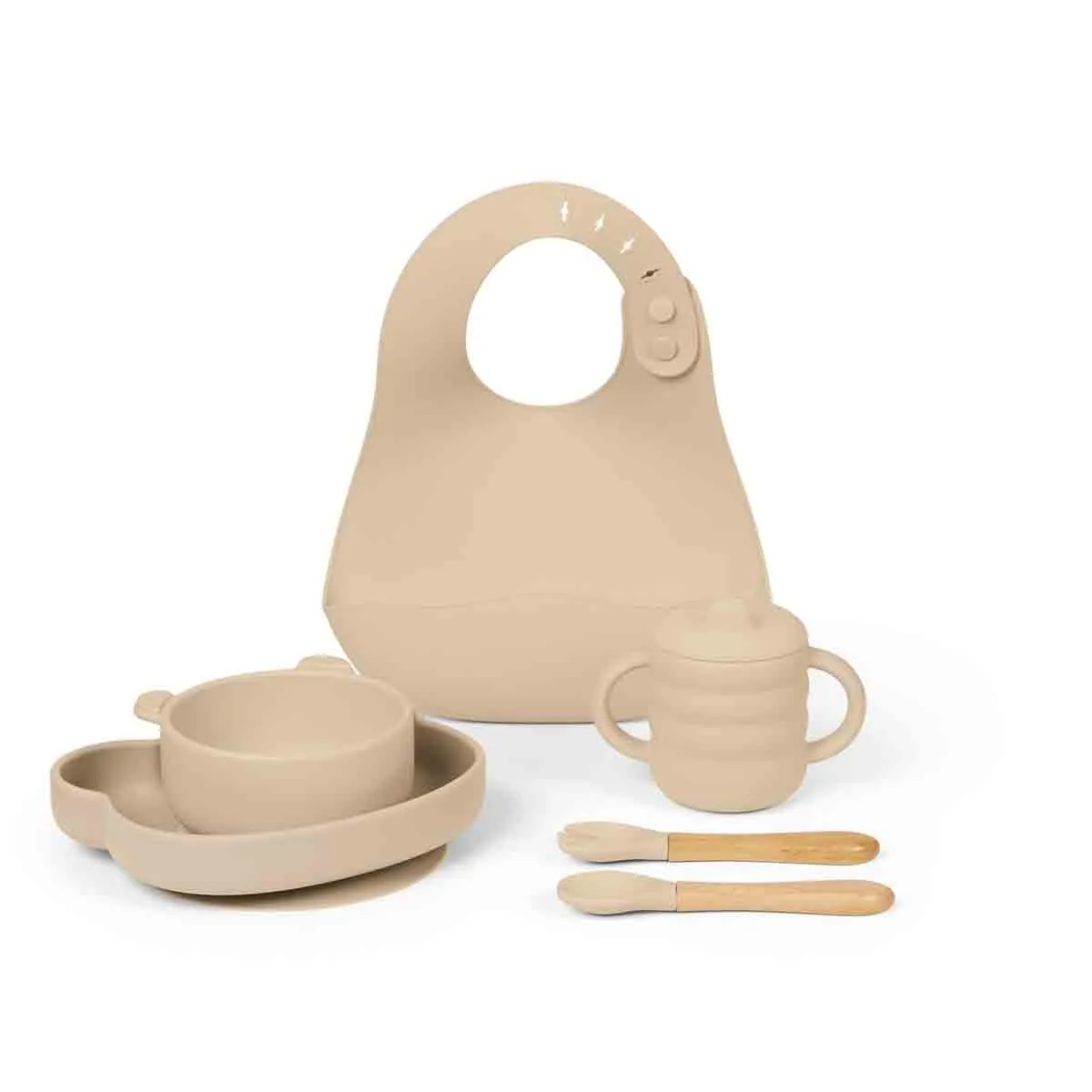 6 Piece Silicone Feeding Set - Beige