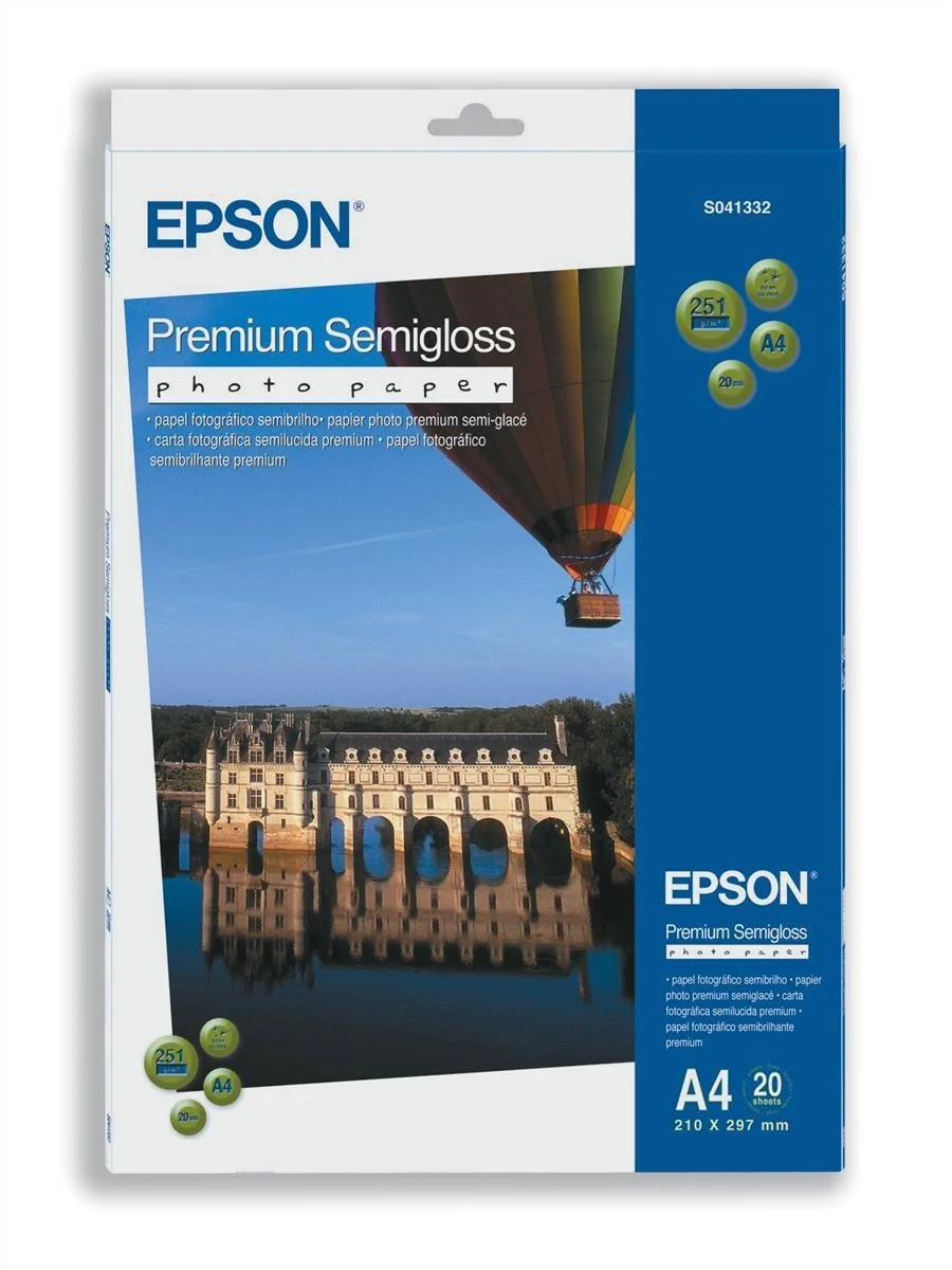Epson Premium (A4) 251g/m2 Semi-Gloss Photo Paper (White) 1 Pack of 20