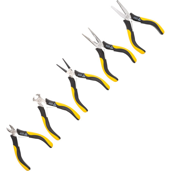 Jeu de pinces antistatique (ESD) 5 pièces TOOLCRAFT 814608