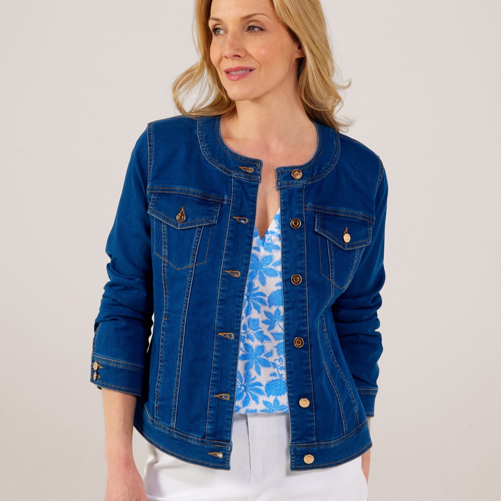 Ruth Langsford Collarless Denim Jacket