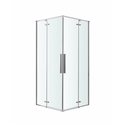 GoodHome Ezili Clear Silver Effect Universal Corner Shower Enclosure With Hinged Door (W)79Cm (D)79Cm