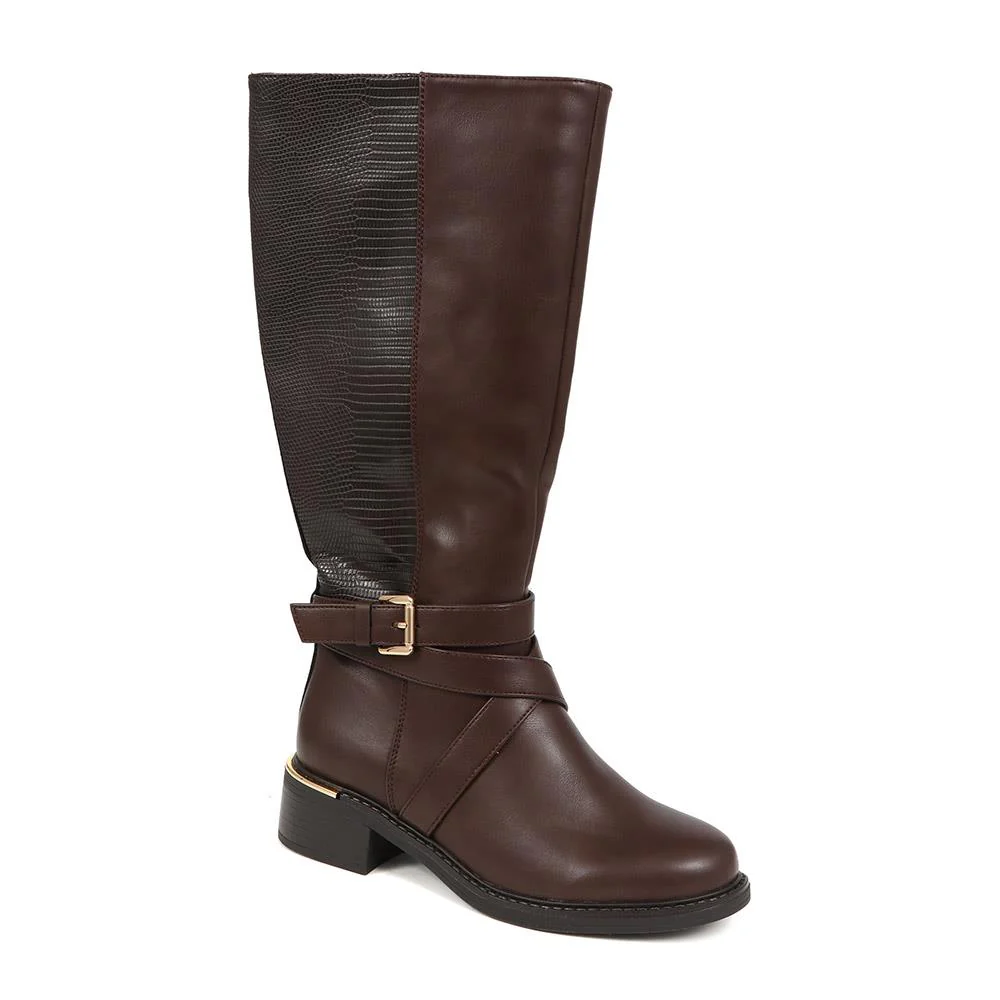 Pavers Buckled Calf-Length Boots