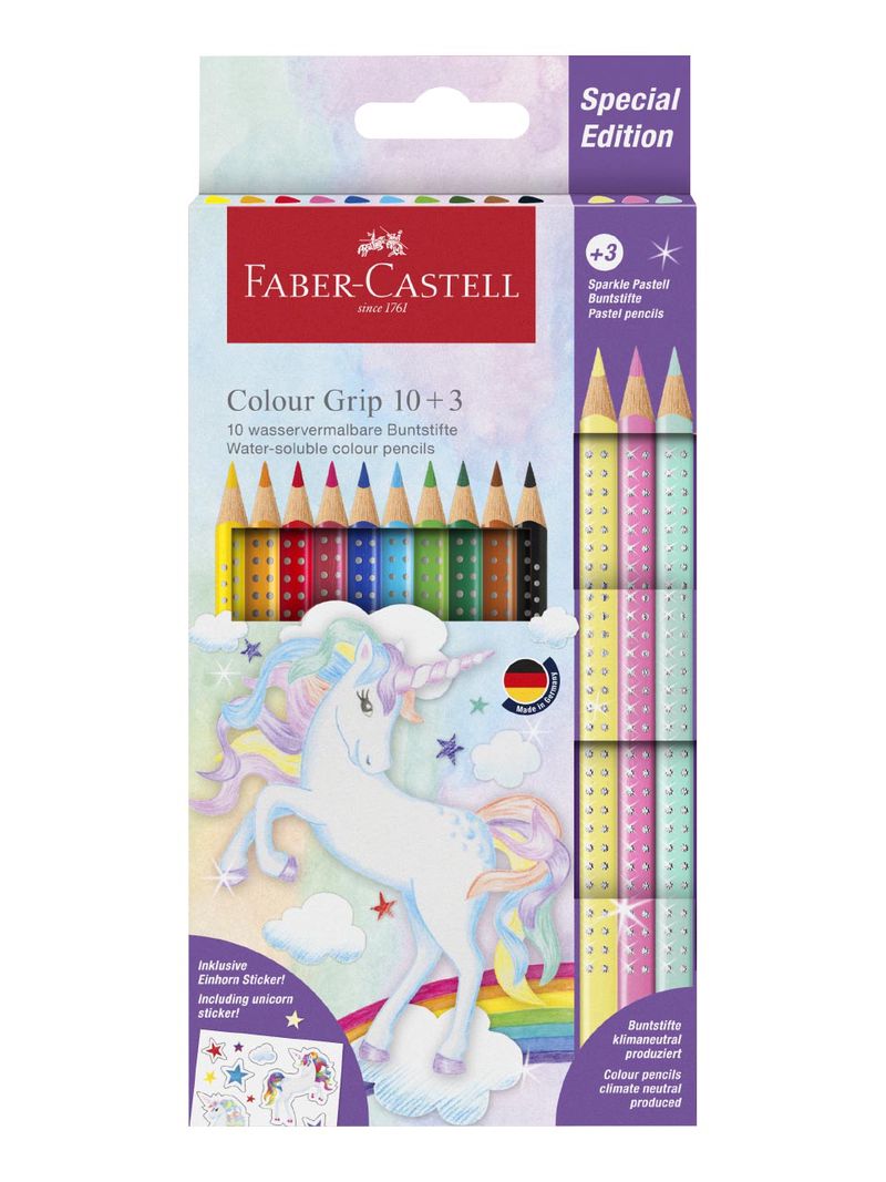 Faber-Castell Colour Grip 13 Colouring Pencils- Unicorn