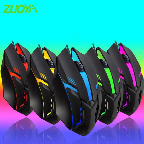 ZUOYA C3 Wired Mouse Ergonomic Luminous Anti-slip Quick Response Comfortable Grip Colorful Breathing Lamp Plug Play USB Computer Gamer Mice black