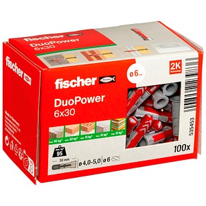 Fischer 535453 Duopower Wallplug, Red/gray, 6 Mm - Like New